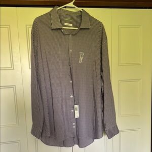 Michael Kors White and Purple Casual Button Down Shirt
